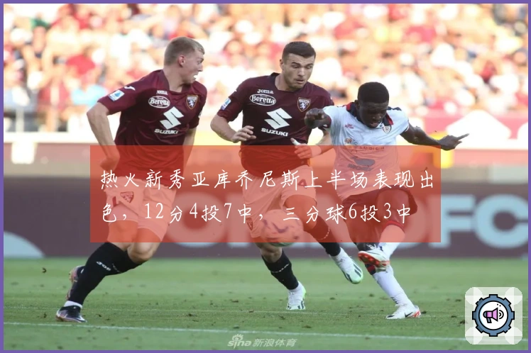 热火新秀亚库乔尼斯上半场表现出色，12分4投7中，三分球6投3中